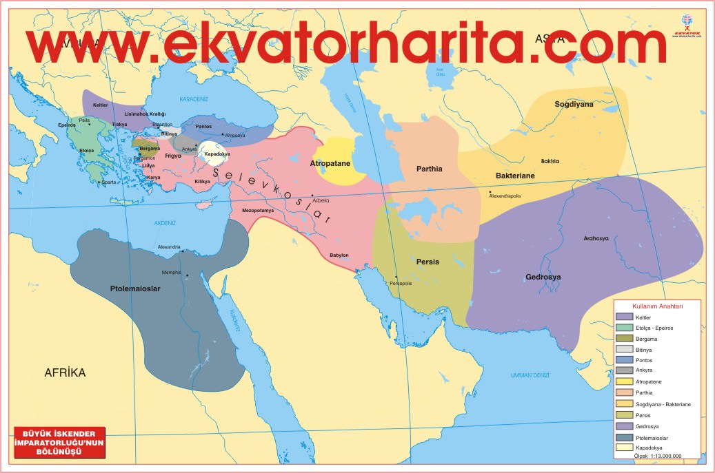 Büyük İskender İmparatorluğu Bölünüşü Haritası