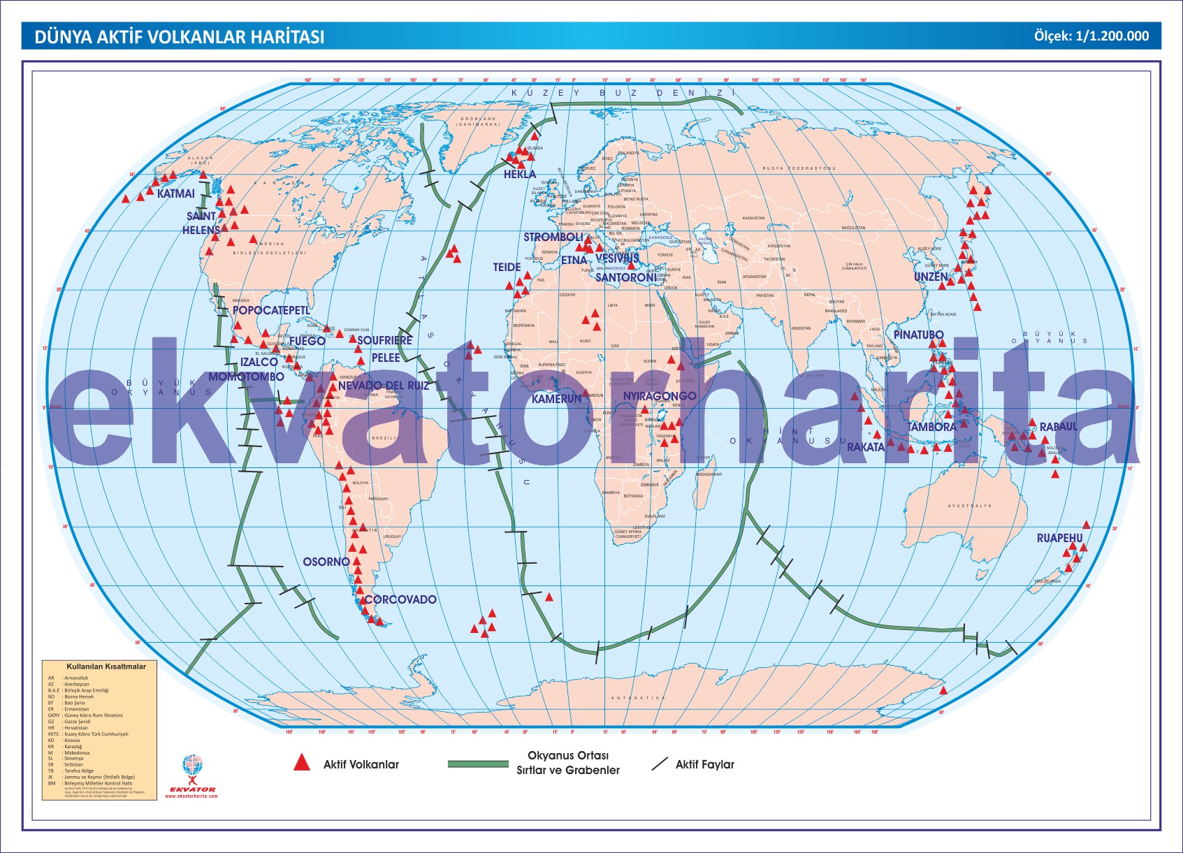 DÜNYA AKTİF VOLKANLAR HARİTASI