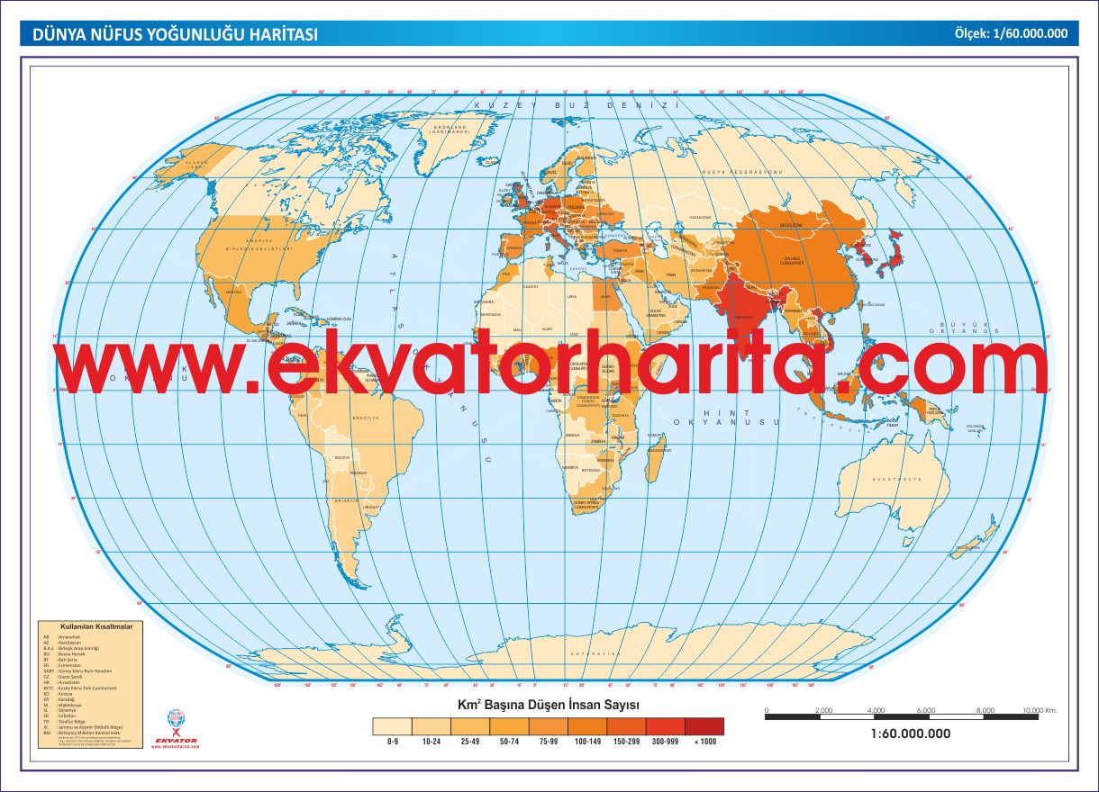 DÜNYA NÜFUS YOĞUNLUĞU HARİTASI