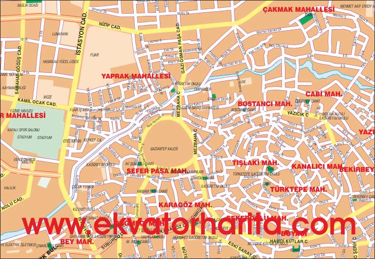 Gaziantep Şehir Haritası - Gaziantep Şehir Planı