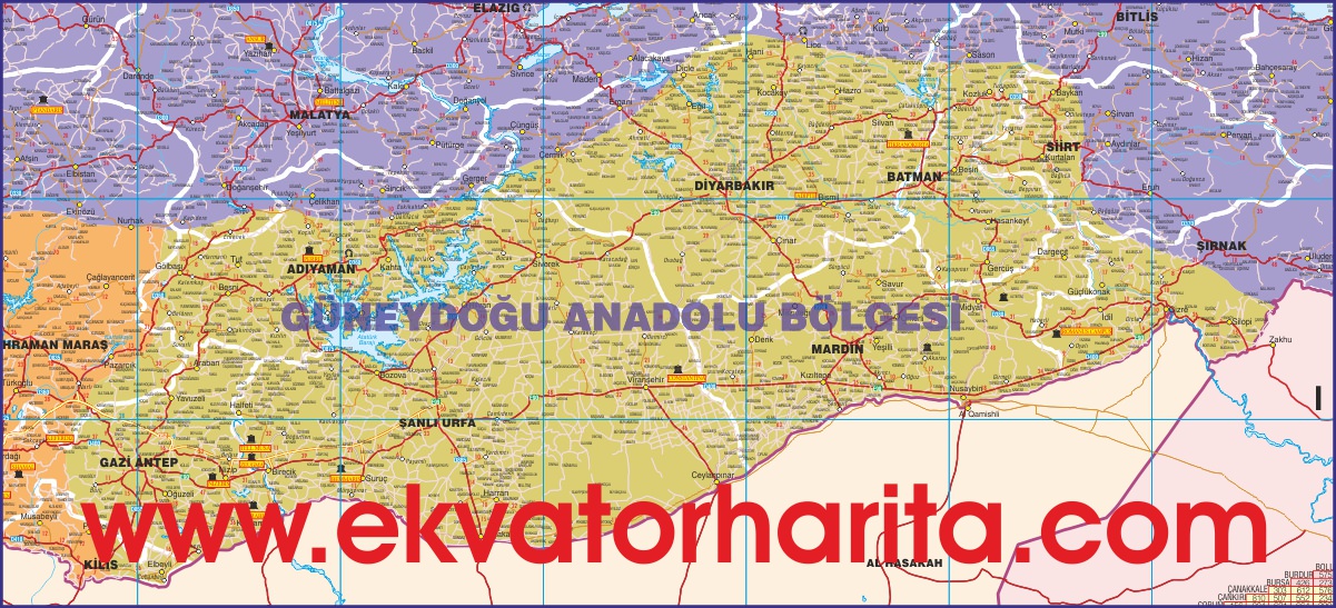 GÜNEYDOĞU ANADOLU BÖLGESİ HARİTASI