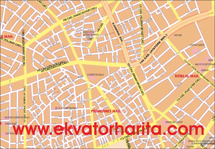 Isparta Şehir Haritası - Isparta Şehir Planı