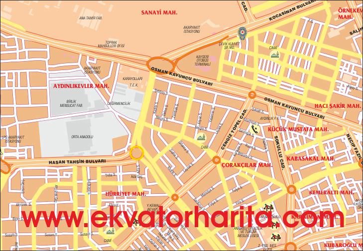 Kayseri Şehir Haritası - Kayseri Şehir Planı