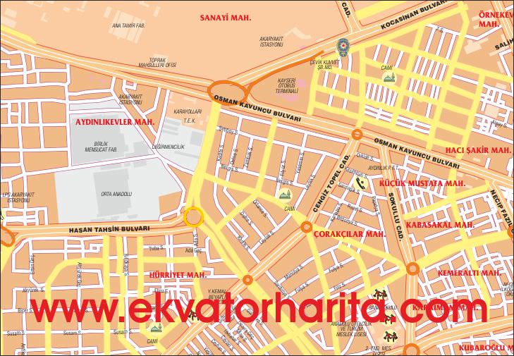 Kayseri Şehir Haritası - Kayseri Şehir Planı
