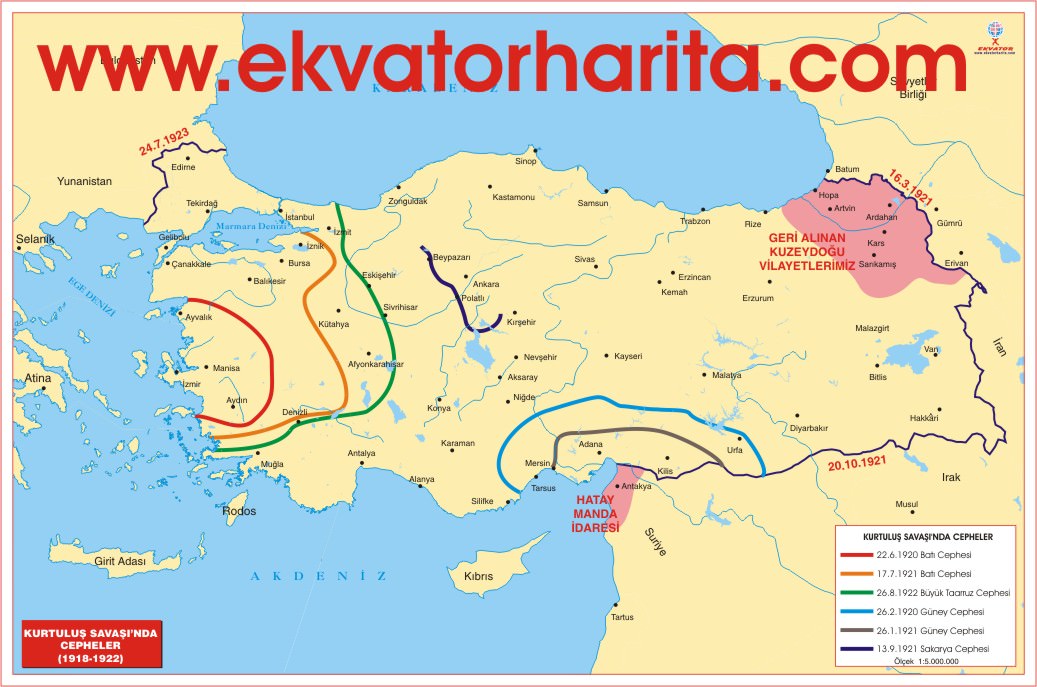 Kurtuluş Savaşında Cepheler Haritası