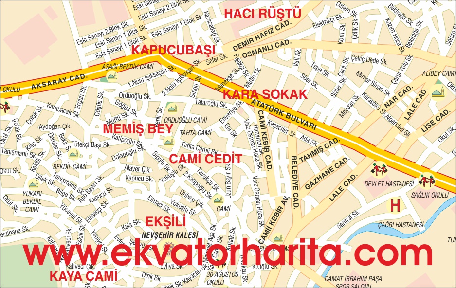 Ayrıntılı Nevşehir Kent Haritası