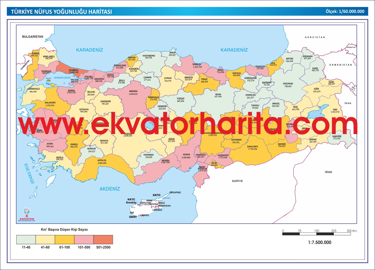 TÜRKİYE NÜFUS YOĞUNLUĞU HARİTASI